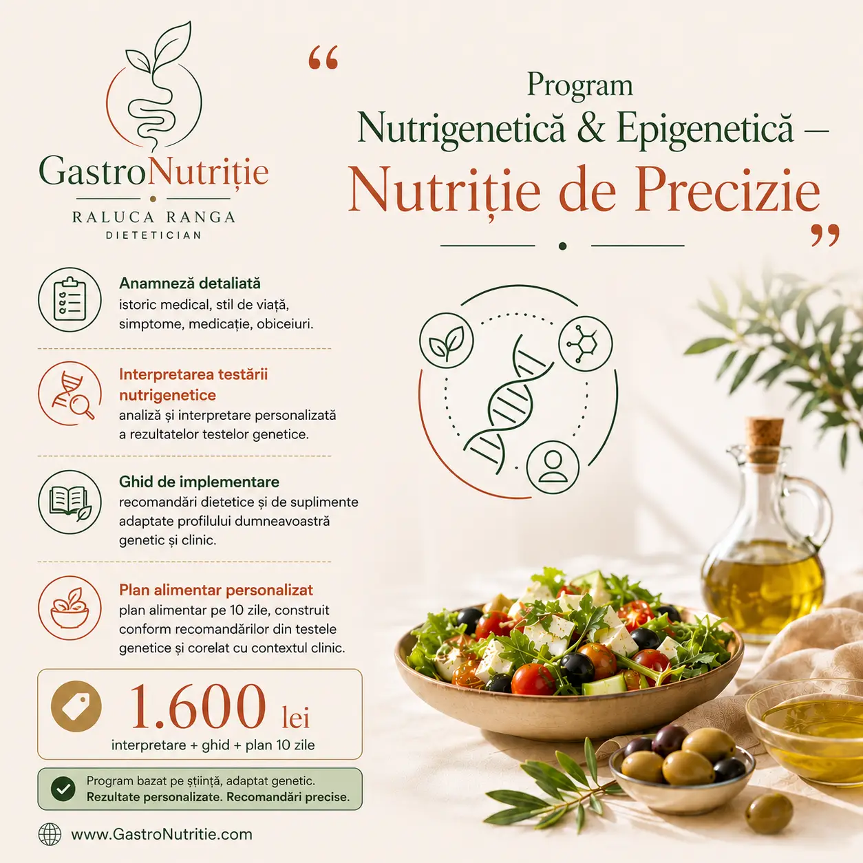 Program Nutrigenetică și Epigenetică — Nutriție de Precizie